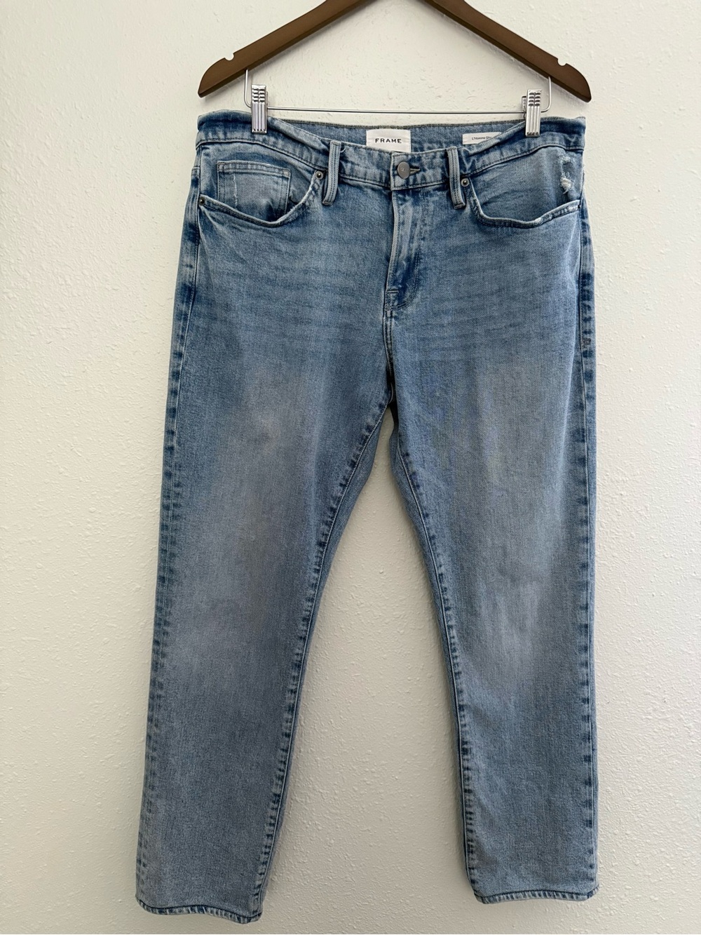 FRAME L’Homme Slim Jeans Men’s 34 Light Wash Premium Denim Slim Fit